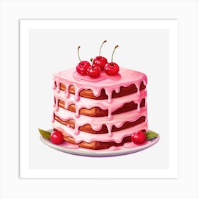 Cake With Cherries 3 Art Print