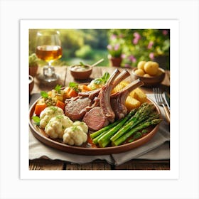 Roasted Lamb With Vegetables Art Print