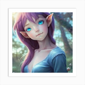 Elf Girl Hyper-Realistic Anime Portraits 8 Art Print