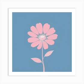 A White And Pink Flower In Minimalist Style Square Composition 423 Art Print