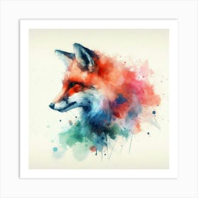 Fox Watercolor Painting 1 Art Print