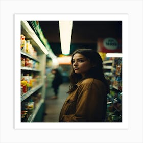 Girl In A Grocery Store Art Print