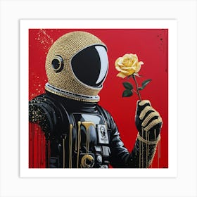 Gold spaceman Art Print