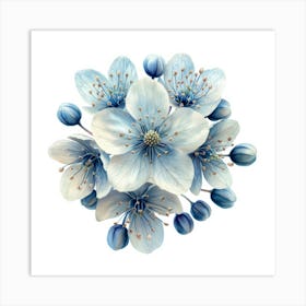 Blue Cherry Blossoms 1 Art Print