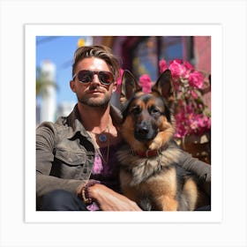 Man With A Dog Art Print