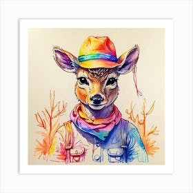 Deer With Hat 2 Art Print