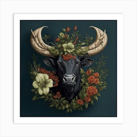 Bull Cow Emblem Fauna Art Print