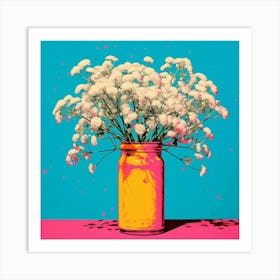 Andy Warhol Style Pop Art Flowers Gypsophila Babys Breath 2 Square Art Print