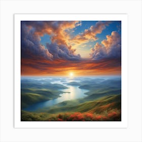 Sunset Over The Mountains 2 Art Print