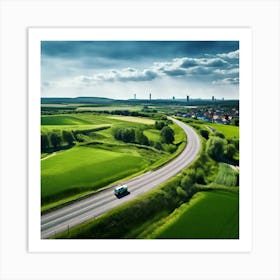 Nature Transportation City Summer Highway Expressway Grass Hill Traffic Country Up High G (6) Art Print