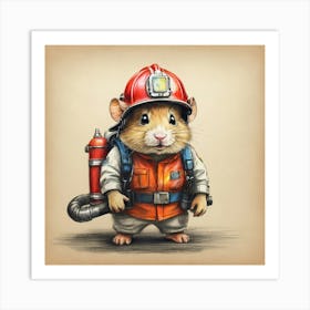 Firefighter Rat Art Print