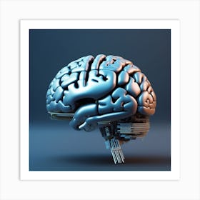 Brain On A Grey Background Art Print