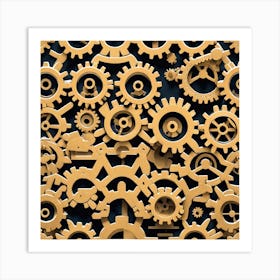 Golden Gears Background Art Print