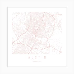 Austin Texas Light Pink Minimal Street Map Square Art Print