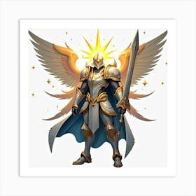 Celestial Knight In Radiant Armor, Wielding Star Infused Blade Art Print