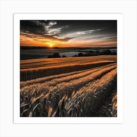 Sunset Over A Wheat Field 14 Art Print