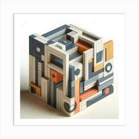 Abstract Sculpture With Geometric Shapes (4) Art Print