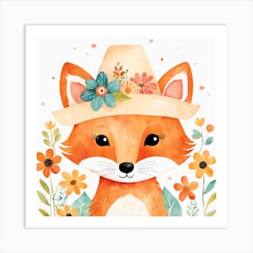 Floral Baby Fox Nursery Illustration (28) 1 Art Print
