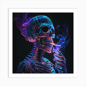 Skeleton Smoking A Cigarette 1 Art Print