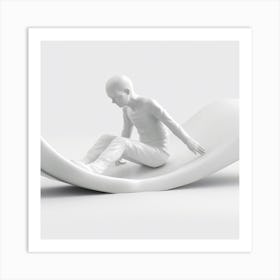 Man Sitting On A White Surfboard Art Print