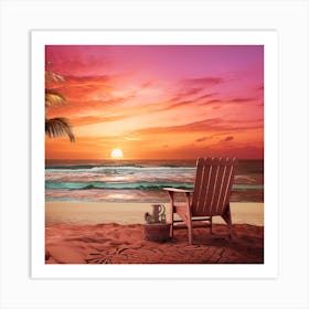 Sunset On The Beach 1 Art Print