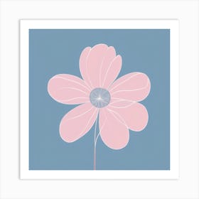 A White And Pink Flower In Minimalist Style Square Composition 713 Art Print