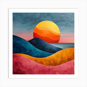 Sunset In The Mountains, vector illustration, abstract art, abstract painting  city wall art, colorful wall art, home decor, minimal art, modern wall art, wall art, wall decoration, wall print colourful wall art, decor wall art, digital art, digital art download, interior wall art, downloadable art, eclectic wall, fantasy wall art, home decoration, home decor wall, printable art, printable wall art, wall art prints, artistic expression, contemporary, modern art print, Art Print