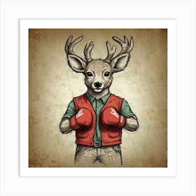 Deer With Boxing Gloves Art Print