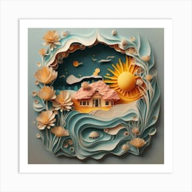 Nice Landscape In Paper Art Work Art Print