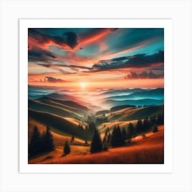 Sunset In The Mountains 2 Art Print