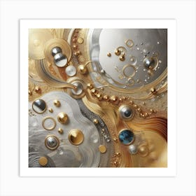 Abstract Gold And Silver Painting Art Print