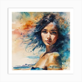 Watercolor Of A Woman 2 Art Print