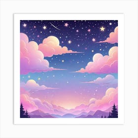 Sky With Twinkling Stars In Pastel Colors Square Composition 315 Art Print