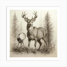 Deer In The Woods 120 Art Print