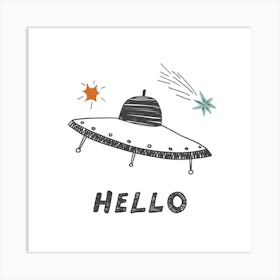 Ufo Flying Saucer Space Kids Room 2 Art Print