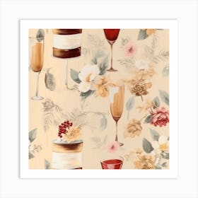 Cake And Flowers Art Print