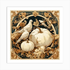 Doves And Pumpkins Art Print