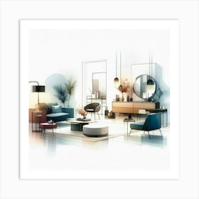 Modern Living Room 2 Art Print