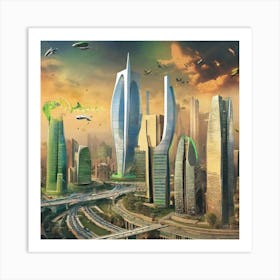 Futuristic Cityscape 137 Art Print