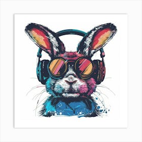 Rabbit With Headphones 2 Art Print