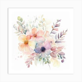 Watercolor Flowers 1 Art Print