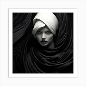 Black And White Portrait Of A Woman 1 Art Print