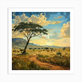 Sunset In The Savannah 5 Art Print