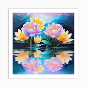 Bo Ho Style Pastel colored flowers Art Print