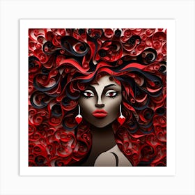 Black Woman With Curly Hair Art Print