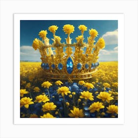 Crown In A Field Of Yellow Flowers Art Print