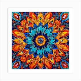 Mandala, Psychedelic Flower, Paisley Explosion A Vibrant Tapestry With A Dense Paisley Pattern Use A Variety Of Colors Art Print