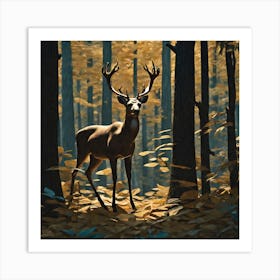 Deer In The Forest 55 Art Print