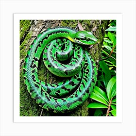 Green Python 2 Art Print