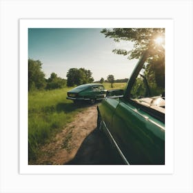 Vintage Car On A Dirt Road Art Print